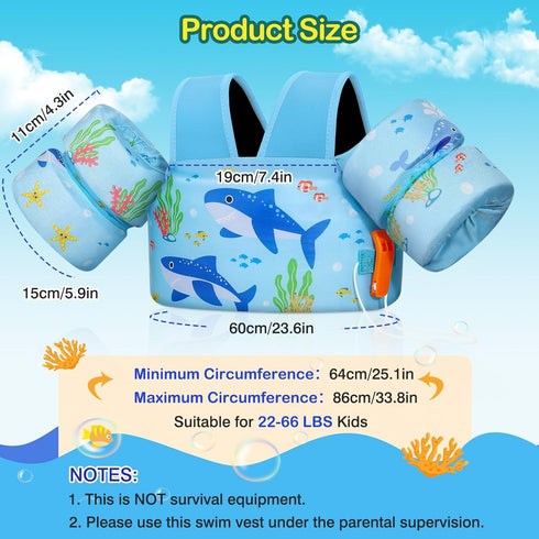 22-66 lbs Swimming MoKo Toddler Swim Vest for Kids, Swim Arm Floaties Boys and Girls Cartoon Water Wings Pool Float
