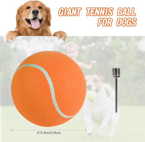 susu & wuwu Giant Tennis Ball for Dogs, Yellow Big Tennis Ball for Dog Birthday Gift, 9.5"