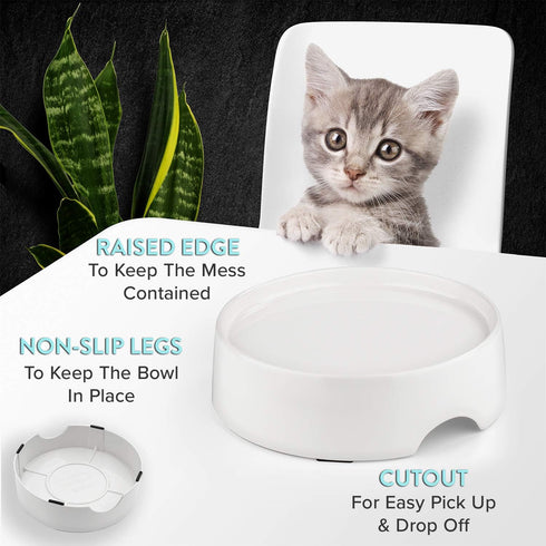 CatGuru Food Table for Cat Bowl, Non Slip Elevated Feeder for Food and Water Cat Bowls, Marshmallow