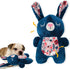 Blue Bunny Plush Squeaky Dog Toy for Chewers Puppy Teething Chew Toy