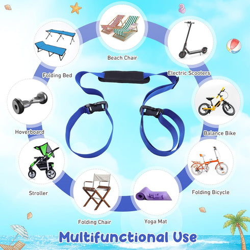 Backpacking Sanwuta Adjustable Beach Chair Carry Strap Camping Chair Straps for Shoulder Folding Beaches Foldable Bikes