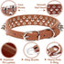 Adjustable Spiked Soft Leather Dog Cat Collar for Female Male, Brown, Anti Bite Studded for Small Dogs (Brown, XS)