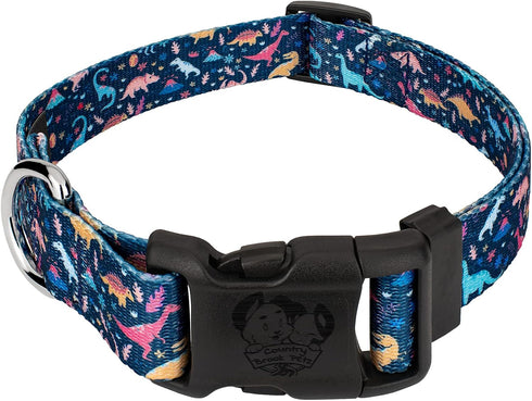 Country Brook Petz Deluxe Dinosaurs Dog Collar, Made in The U.S.A., Critter Corner Collection (1 Inch, Large)