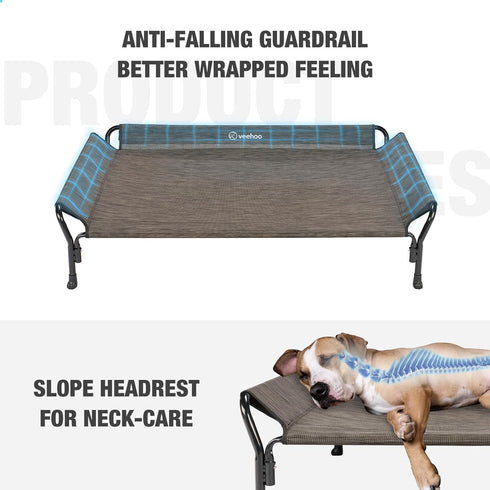Veehoo Cooling Raised Dog Bed, Guardrail Elevated Chewproof Frame with Washable & Breathable Mesh, Non-Slip, X Large,
