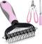 GOESWELL Dog Brush for Shedding - Double Sided Undercoat Rake for Dogs & Cats - Grooming Tool Kit with Nail Clippers