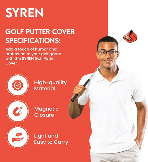 Orange Middle Finger Golf Putter Head Covers - Premium Club Protector with Magnetic Closure