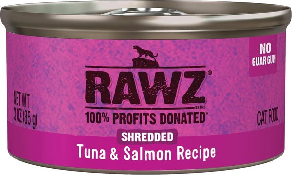 Rawz Natural Premium Shredded Canned Cat Wet Food - Grain Free, Real Meat Ingredients, No BPA or Gums - 3 oz Cans, 18