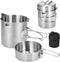 Lixada Camping Cooking Kettle 1L - Stainless Steel Pot with Foldable Handle for Hiking Backpacking Picnic