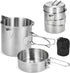 Lixada Camping Cooking Kettle 1L - Stainless Steel Pot with Foldable Handle for Hiking Backpacking Picnic