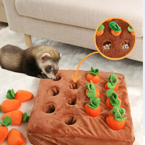 Chinchilla (12Carrot) Ferret Foraging Toys Novelty Carrot Snuffle Mat Interactive Pet Treat Enrichment Toys for Small