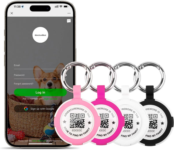 ADVENTUREMORE 4 Pack Air Tags Holder with QR Code Smart Pet ID Tag, Personalized Dog Tag, Waterproof Dustproof Air Tags