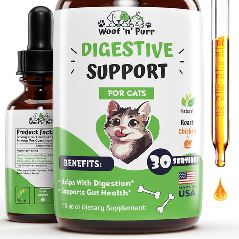 Cat Digestive Support - Digestive Enzymes for Cats, Probiotic Digestive Aid - 1 fl oz