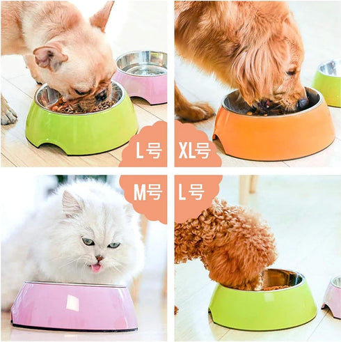 Pet Bowls - Stainless Steel Dog Cat Pet Bowl - Universal Water and Food Bowls, 4 Sizes, 5 Colors (M, Pink)