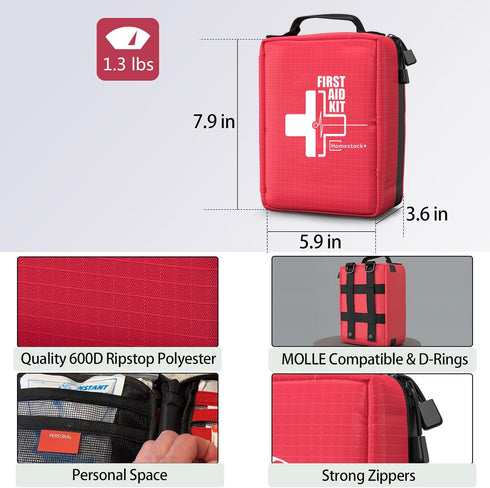 Professional Trauma First Aid Kit with Labelled Compartments Molle System for Car, Hiking, Camping, and Traveling [New