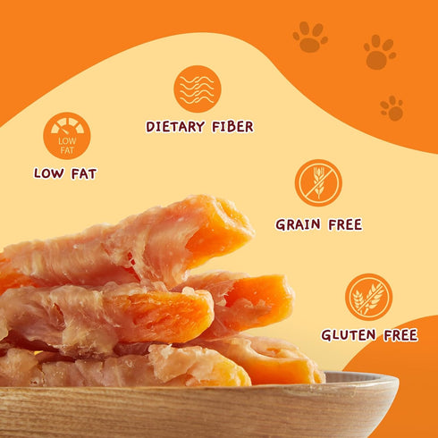 6 oz Jungle Calling Dog Treats, Skinless Chicken Wrapped Sweet Potato, Gluten and Grain Free, Chewy Dog Bites