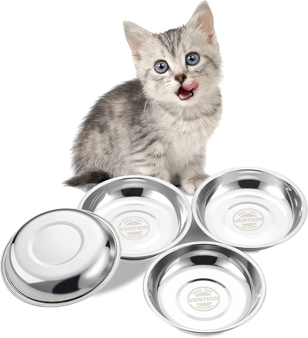 VENTION Whisker Fatigue Stainless Steel Cat Bowls, Shallow Metal Cat Food Dishes