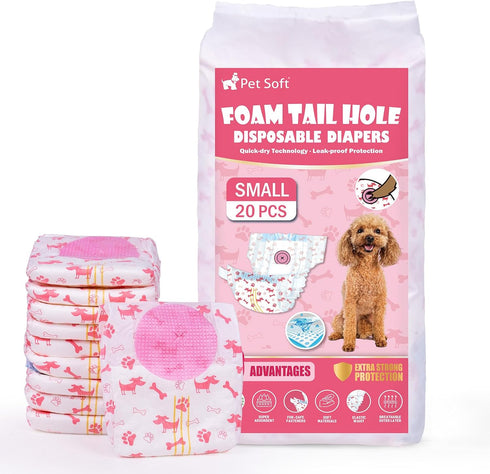 Pet Soft Disposable Dog Diapers - Female Dog Diapers with Adjustable Foam