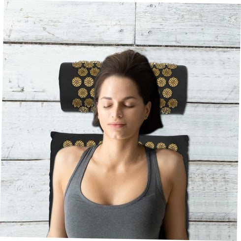 2pcs Set Portable Acupressure Yoga Mat and Pillow with Storage Bag Lightweight Acupuncture Massage for Neck for Users