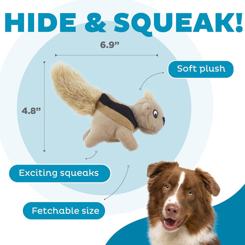 3Pack Outward Hound Squeakin Squirrels Plush Squeaky Dog Toys for Puppies, Small Dogs & Hide-A-Squirrel Replacements