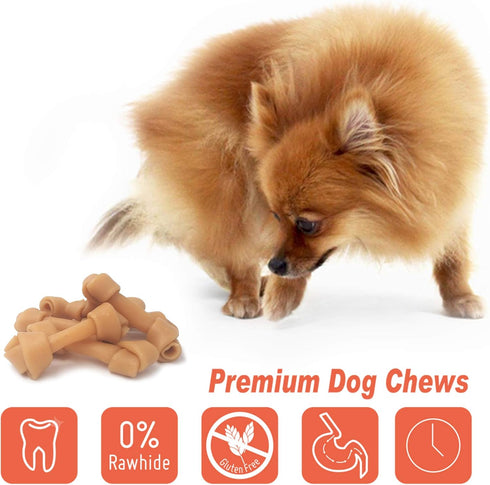 Premium Peanut Butter Dog Chew Bones, Rawhide Free, Gluten Free, 18pcs/pack, Healthy and Highly Digestible