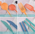 Reusable Utensil Set with Case, 2 Sets Portable Travel Cutlery, Knives, Chopsticks, Spoons, Forks (Blue, Green)