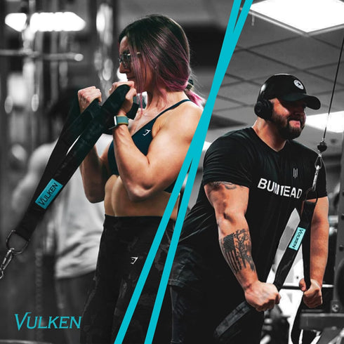 Vulken Tricep Rope Cable Attachment. Two Size in One Extra Long Pull Down Rope. Triceps Extension Straps Gym Equipment. Home Workout Handles for Resistance Bands. by Vulken