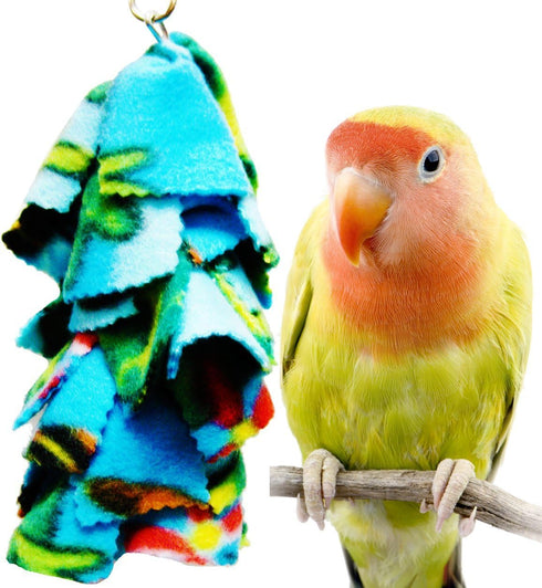 Bonka Bird Toys 1556 Small Fluff Cuddle, Colorful Fabric Hanging Toy for Parrot, Parrotlet, Budgie