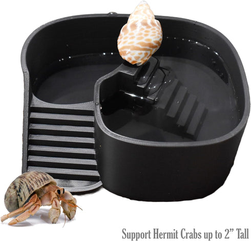 Swimming 2-in-1 Dual Zone Hermit Crab Pool, Soaking Tub for Fresh & Salted Water. Hermit Crab Food Bowl & Bath Tub