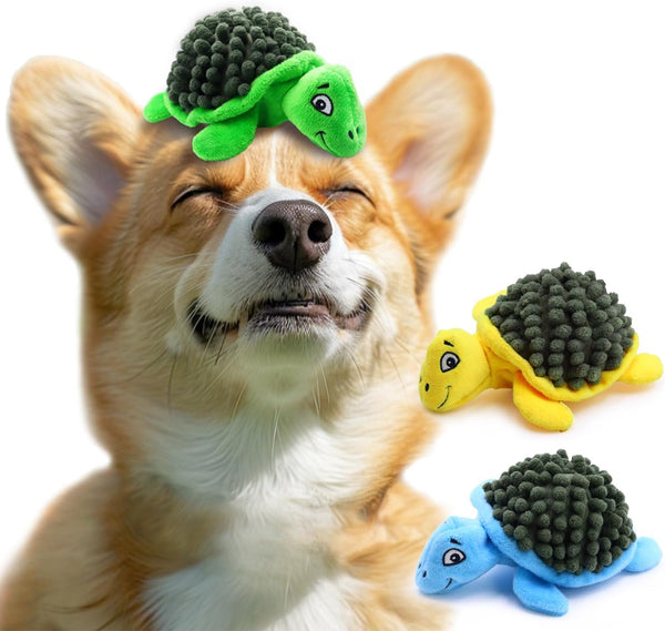 Turtle Squeaky Dog Toys with Ball - 2-in-1 Plush Toys for Small Breeds, BPA-Free Rubber & Soft Fabric for Interactive