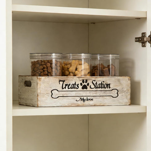 3 Countertop Dog Food Storage Container Pet Treat Organizers with Jars Dog Stuff Dog Treat Container for Farmhouse