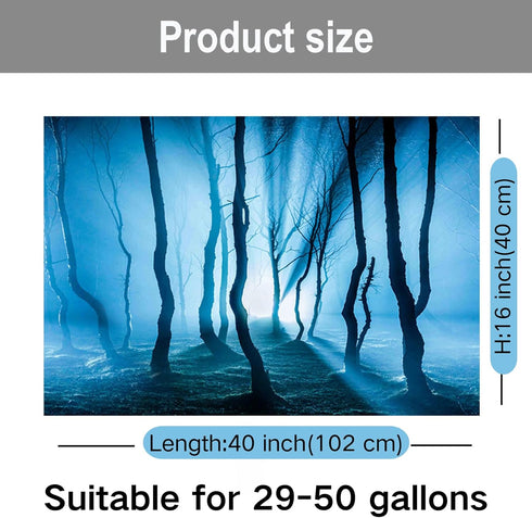 Fish Backgrounds Paper, Double Sides 3D Stone & Trees Aquarium Background Picture, 16" x 40"