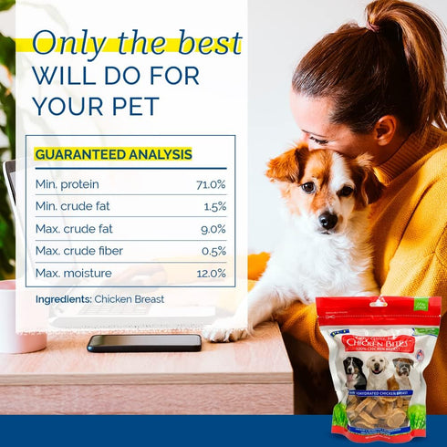PCI Pet Center Inc. Chicken Bites - 8 Ounce Pack 100% Chicken Breast Raw Dehydrated Made in USA