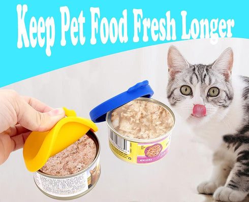 Comtim 3 Pack Cat Food Can Lids, Silicone Small Pet Food Can Covers for 3 oz Cat Food Cans