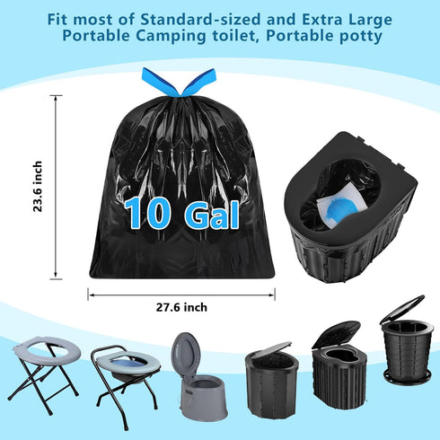 Set, 30 Count 10 30 Pack 0.53 Oz Portable Toilet Bags Poo Waste Gel Gal Camping Toilet bags with drawstring and each