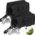 Dog Waste Bag Dispenser, Soft Fabric Zipper Holder for Doggie Waste Bags, 2PCS Black Pouch for Leash Accessory
