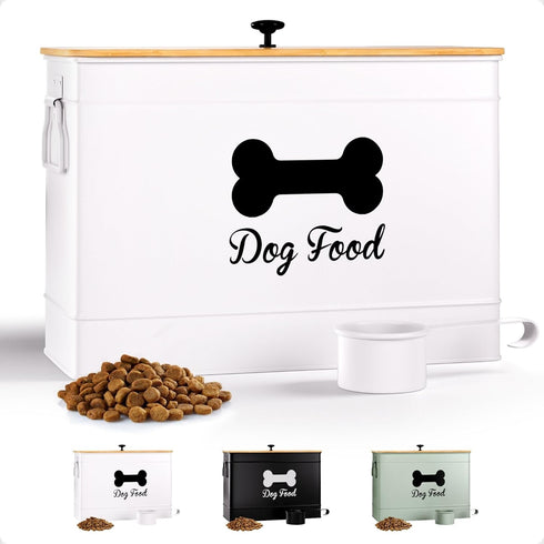 Dog Food Container Airtight 15 lb (50 Cup) Capacity with Metal Scoop