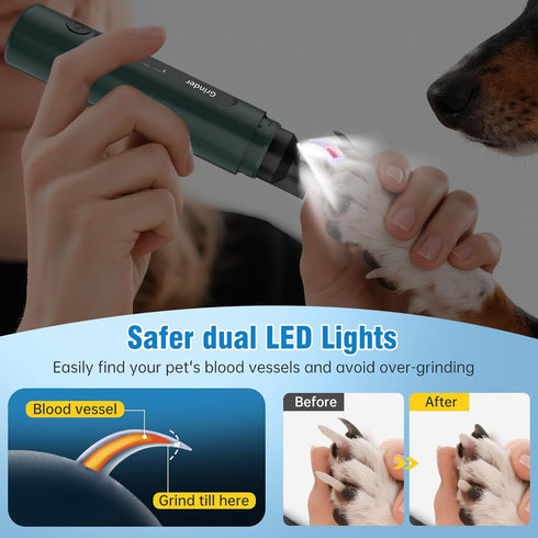 7-Speed Trimmers, Dog Nail Grinder, Quiet Electric Dog Nail Dog Nail Clippers with Sponge Dust Collection & File