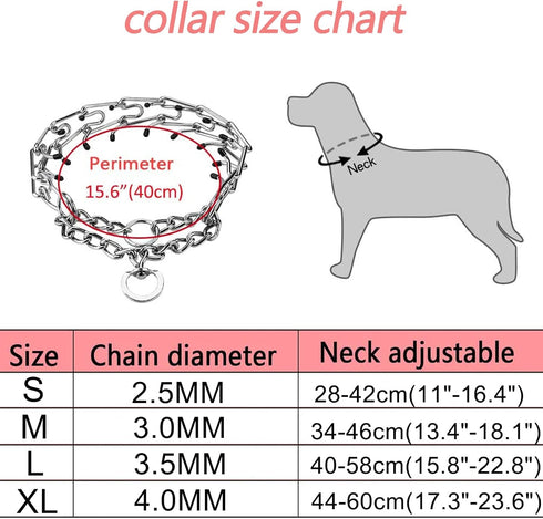 Dog Prong Collar, Choke Collar for Dogs, Detachable Adjustable Collar with Comfort Rubber Tips for Large Dogs