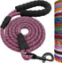 MayPaw Heavy Duty Rope Dog Leash, 3/4/5/6/7/8/10/12/15 FT Nylon Pet Leash, Soft Padded Handle, Pink Black