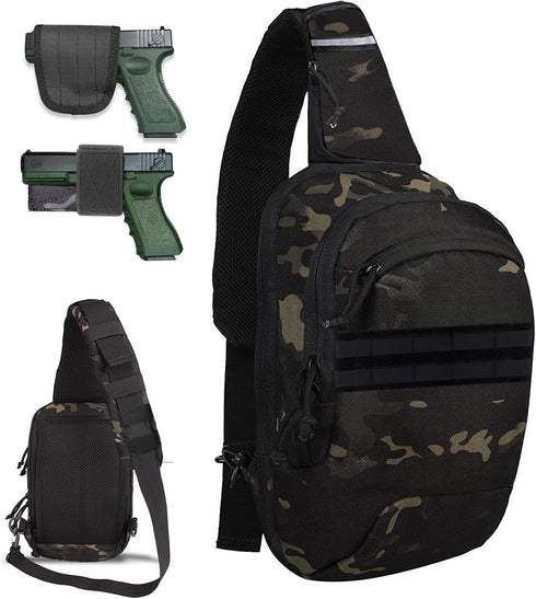 Tactical Sling Chest Bag EDC Shoulder Pack, Universal Dual Holster CCW Compact Bags