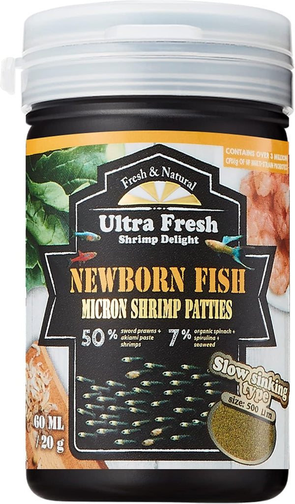 Ultra Fresh Baby Fish Food with 50% Sword Prawn Shrimp, Slow Sinking,