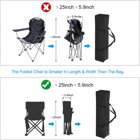 25 Inch PATIKIL Camp Chair Replacement Bag, Nylon Foldable Carrying Bag Large Zippered Bag with Shoulder Strap