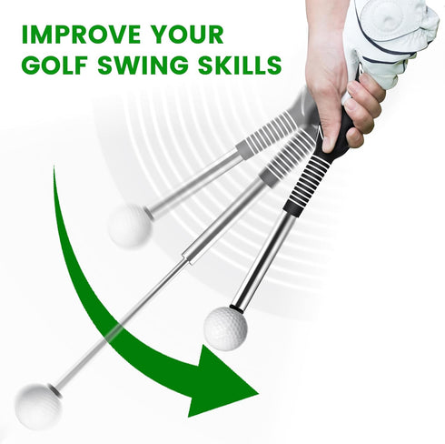 Retractable Golf Swing Training Aid - Rhythm Click Sound Warm Up Trainer, Golf Grip Trainer Attachment