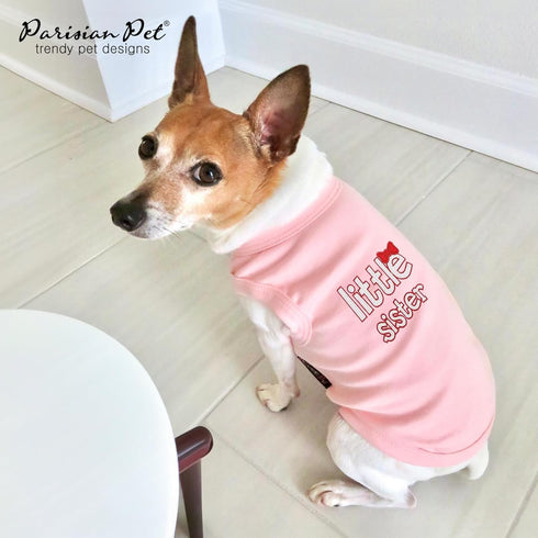 Parisian Pet Little Sister T-Shirt, Dog Cat Clothes Tee Shirts, Size L