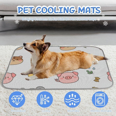 imiBBWQu Summer 27" 22" Cooling Pad Cute Suck Pig Bear Dog Cooling Mat Pad Washable Cool Pet Cold Dog Bed Mats Non-Slip