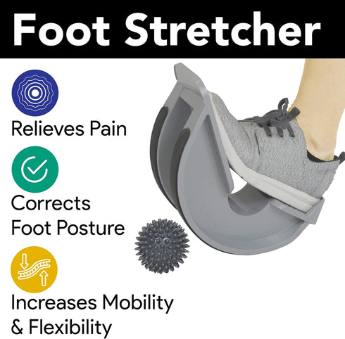 ProHeal Foot Rocker Calf Stretcher with Spiked Ball Massager - for Plantar Fasciitis, Achilles Tendonitis, Gray with
