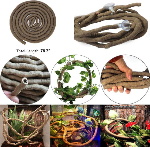 Hamiledyi Bearded Dragon Tank Accessories, Adjustable Leash, Lizard Hammock, Flexible Reptile Habitat Decor