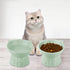 Elevated Ceramic Cat Bowls, 2Pc Extra Wide Raised Shallow Food and Water Dish, Whisker Friendly, Anti Vomit, Microwave