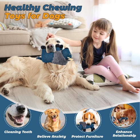 Auvitaya Squeaky Dog Puppy Toys, Stuffed Plush Animal to Keep Them Busy for Small Medium Large Dogs & Aggressive