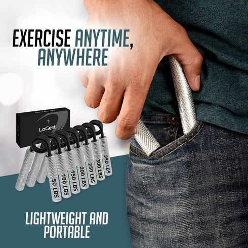 Logest Metal Hand Grip Set - 100LB-350LB 6 Pack Heavy-Duty Grip Strengthener with Gift Box
